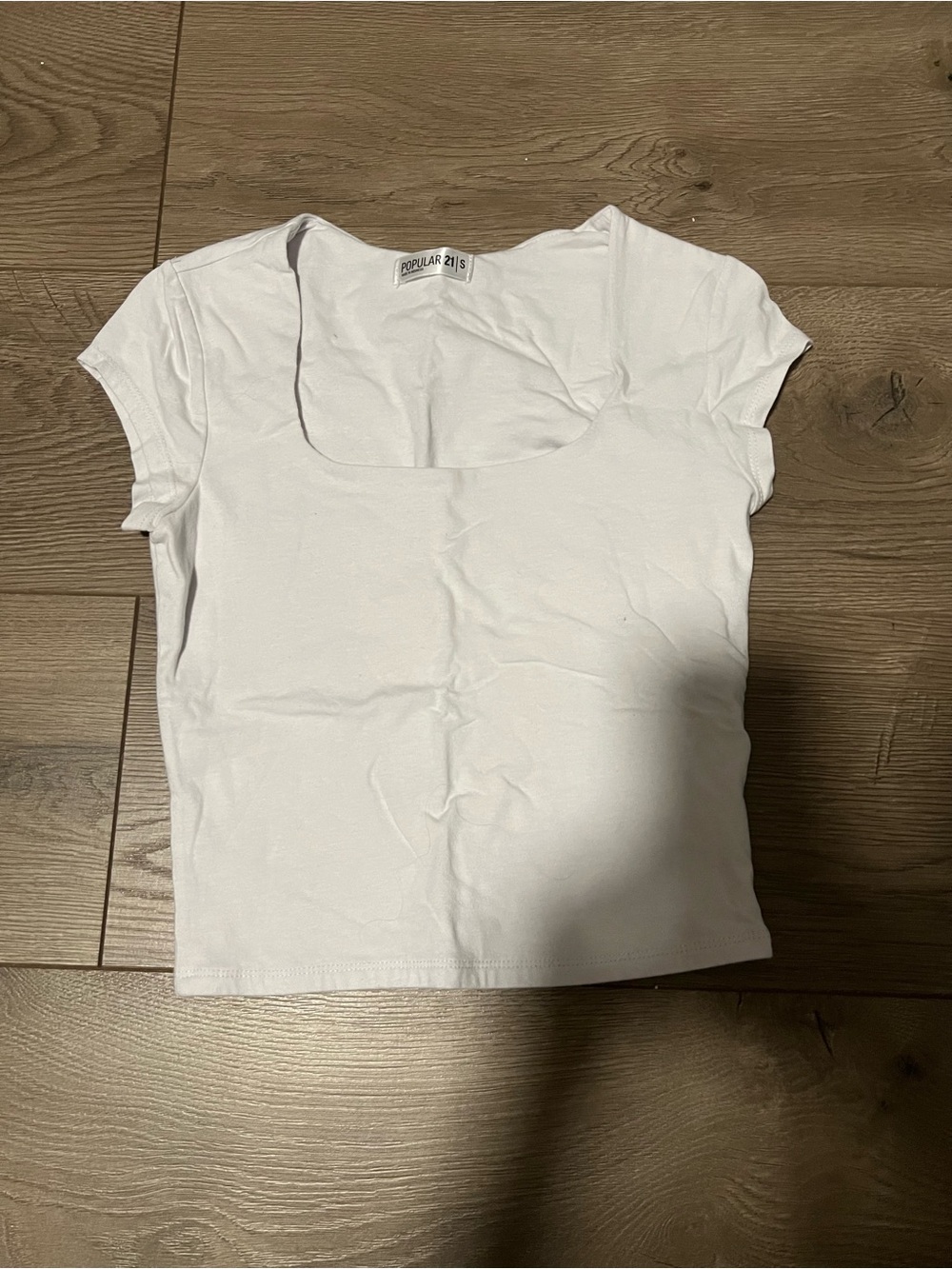 Popular 21s Women's White Square Neck Short Sleeve Crop Top